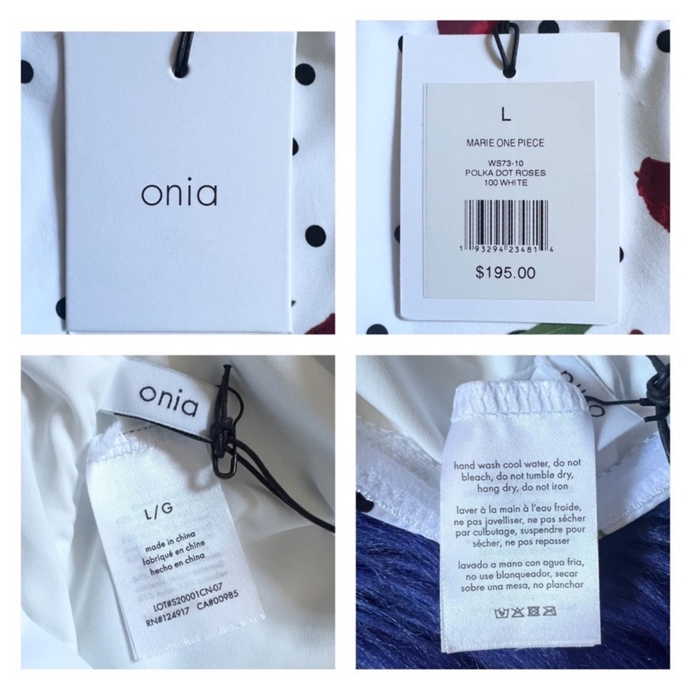 New! Onia “Marie” Polka Dot Rose Print Tie Front Cutout One Piece Swimsuit - Picture 6 of 8